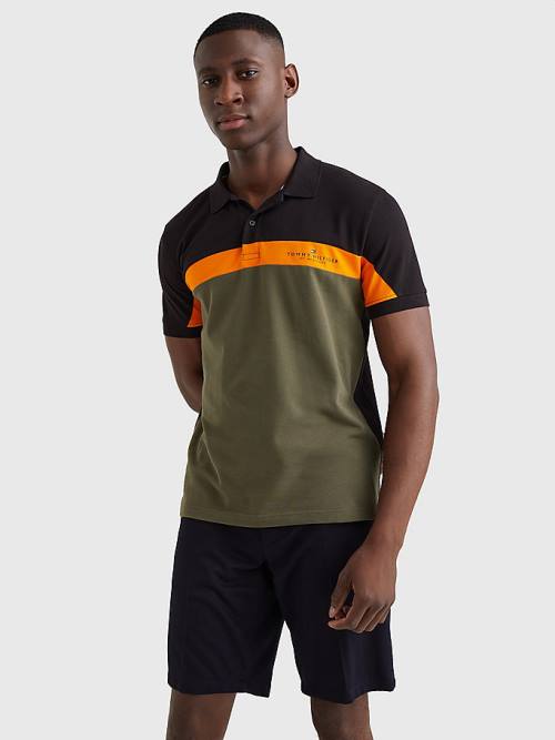 Tommy Hilfiger Colour-Blocked Regular Fit Moški Polo Majica Zelena | TH489MXU