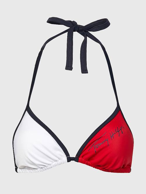Tommy Hilfiger Colour-Blocked Triangle Bikini Top Ženske Kopalke Modra | TH784VPI