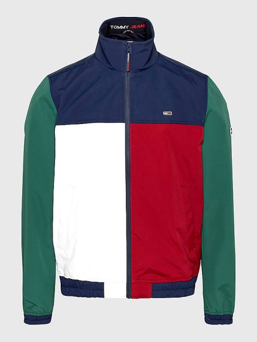 Tommy Hilfiger Colour-Blocked Zip-Thru Moški Jakne Modra | TH604JHO