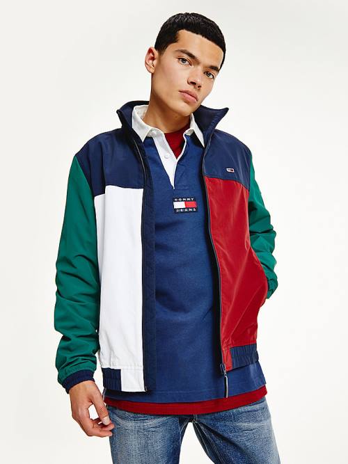 Tommy Hilfiger Colour-Blocked Zip-Thru Moški Jakne Modra | TH604JHO