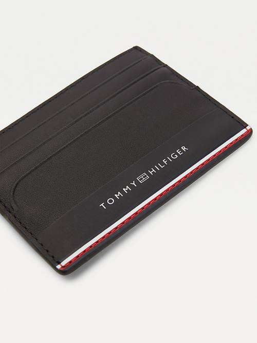 Tommy Hilfiger Commuter Leather Card Holder Moški Denarnice Črna | TH328HBM