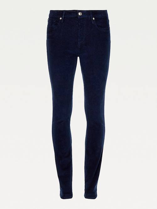 Tommy Hilfiger Como Mid Rise Skinny Corduroy Ženske Kavbojke Modra | TH670JAQ