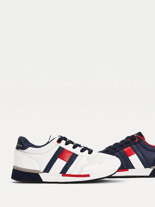 Tommy Hilfiger Contrast Detail Low-Top Fantje Superge Bela | TH324QZG