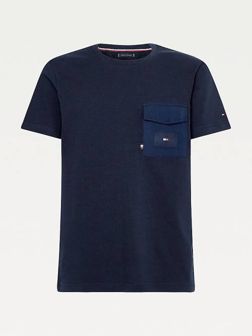 Tommy Hilfiger Contrast Pocket Relaxed Fit Moški Majice Modra | TH681TPB