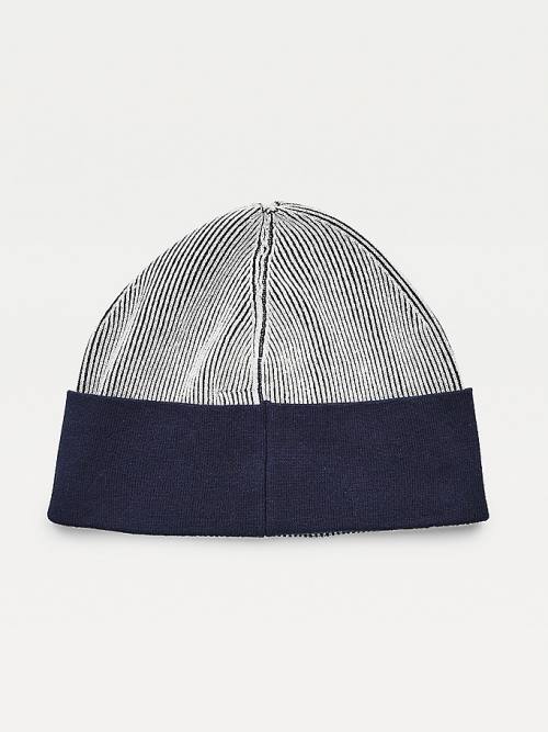 Tommy Hilfiger Contrast Rim Signature Beanie Ženske Kapa Modra | TH852NVX