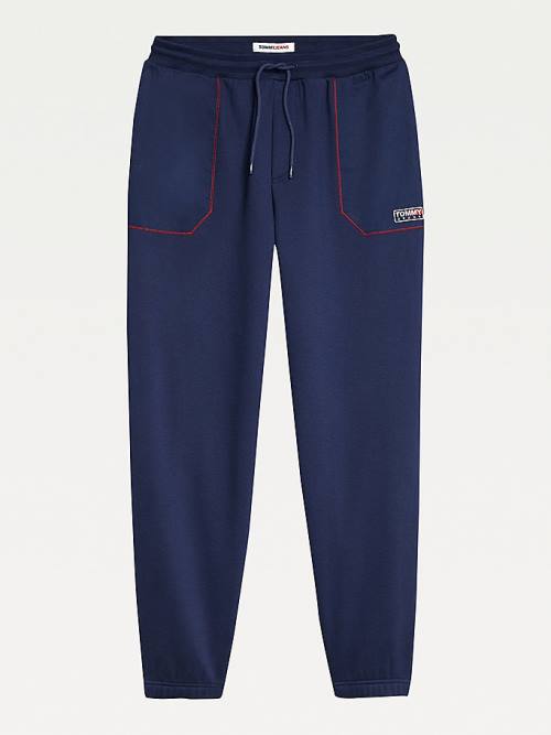 Tommy Hilfiger Contrast Stitch Pocket Joggers Moški Hlače Modra | TH407RAK