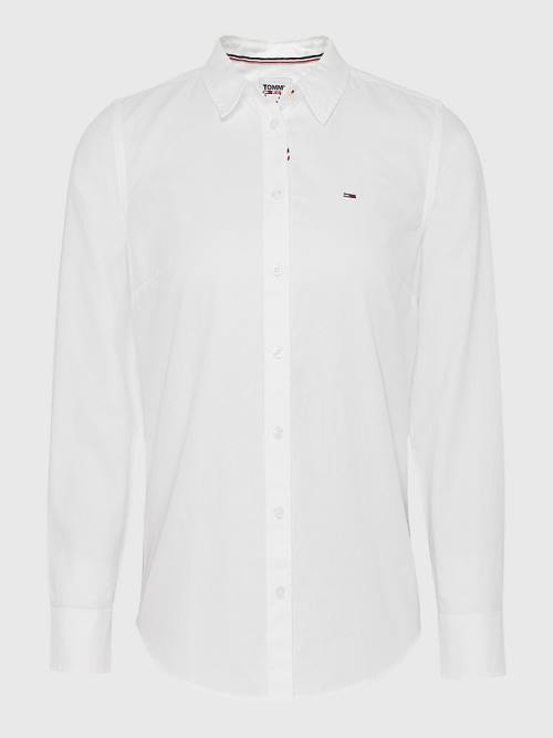 Tommy Hilfiger Contrast Stitching Slim Fit Oxford Ženske Srajce Bela | TH198JYC