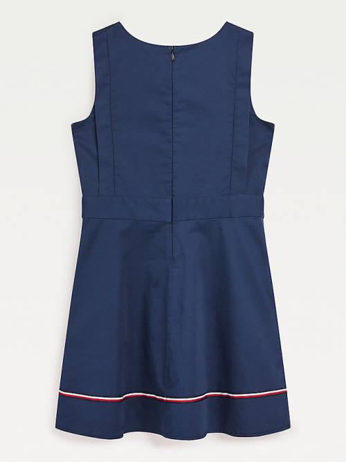 Tommy Hilfiger Cotton Fit & Flare Sleeveless Dekleta Obleke Modra | TH309GLK