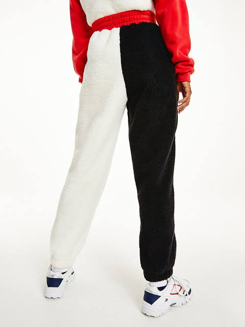 Tommy Hilfiger Cozy Tommy Badge Colour-Blocked Fleece Joggers Ženske Hlače Rdeča | TH856WAO