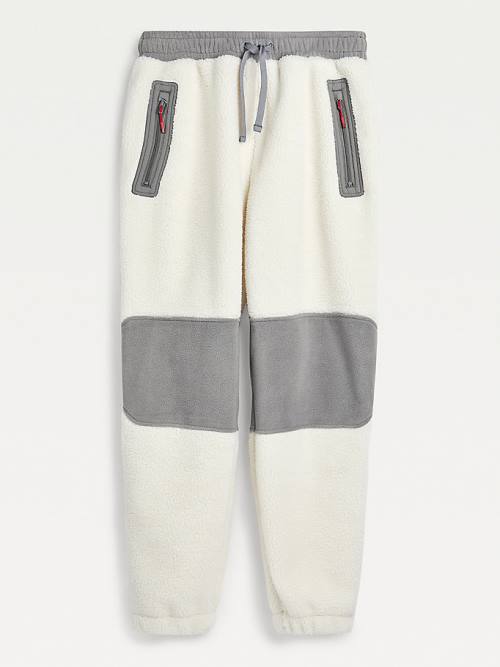 Tommy Hilfiger Cozy Tommy Badge Sherpa Fleece Joggers Moški Hlače Bela | TH387HAE