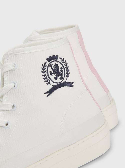 Tommy Hilfiger Crest Canvas High Top Ženske Superge Bela | TH347NEJ