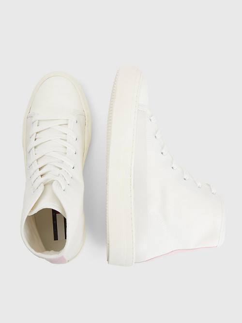 Tommy Hilfiger Crest Canvas High Top Ženske Superge Bela | TH347NEJ