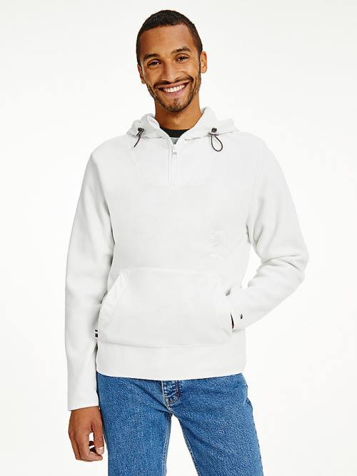 Tommy Hilfiger Crest Polar Fleece Relaxed Fit Moški Pulover s kapuco Bela | TH429FWI