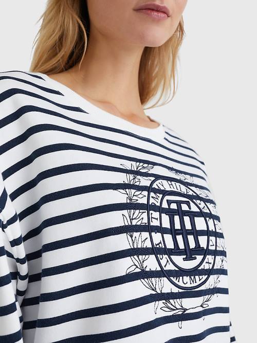 Tommy Hilfiger Crest Stripe Relaxed Ženske Pulover Bež | TH236BAD