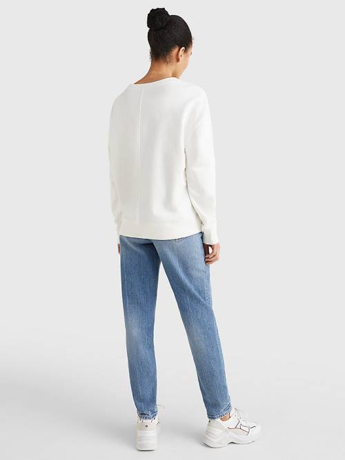 Tommy Hilfiger Crew Neck Relaxed Fit Ženske Pulover Bela | TH069QKI