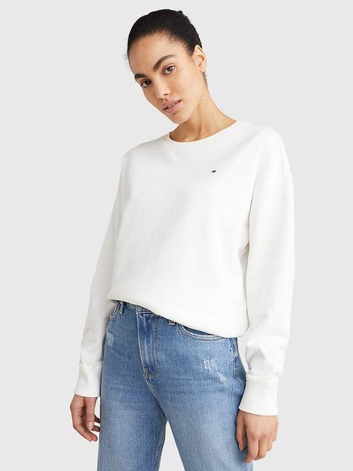 Tommy Hilfiger Crew Neck Relaxed Fit Ženske Pulover Bela | TH069QKI