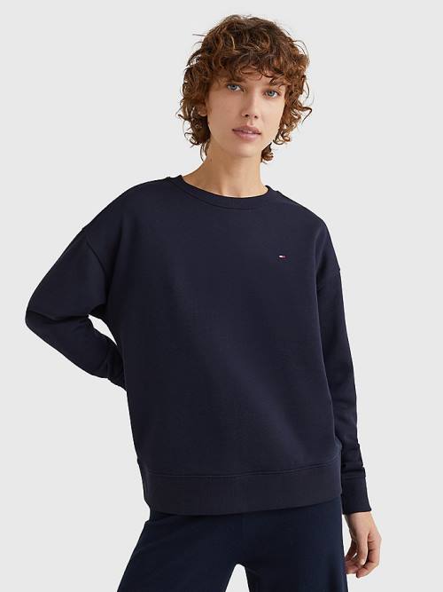 Tommy Hilfiger Crew Neck Relaxed Fit Ženske Pulover Modra | TH763PBQ