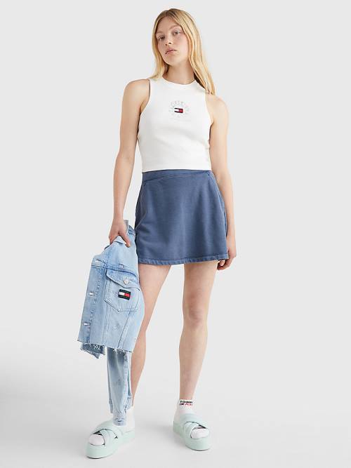 Tommy Hilfiger Cropped Logo Tank Top Ženske Majice Bela | TH604DNR