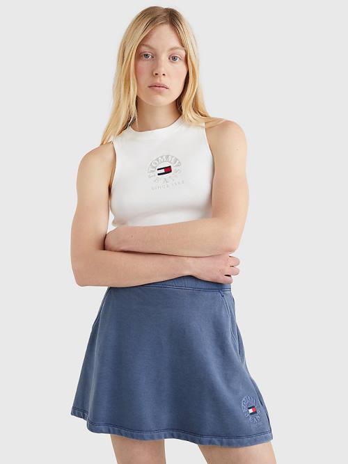 Tommy Hilfiger Cropped Logo Tank Top Ženske Majice Bela | TH604DNR