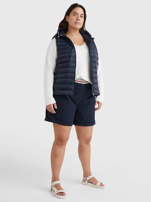 Tommy Hilfiger Curve Down-Filled Quilted Vest Ženske Plašč Modra | TH682PCS