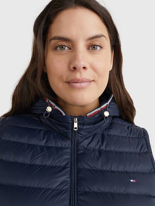 Tommy Hilfiger Curve Down-Filled Quilted Vest Ženske Plašč Modra | TH682PCS