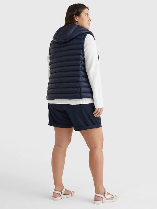 Tommy Hilfiger Curve Down-Filled Quilted Vest Ženske Plašč Modra | TH682PCS