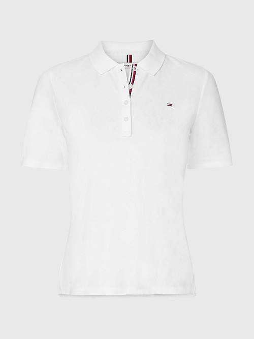 Tommy Hilfiger Curve Essential Placket Detail Ženske Polo Majica Bela | TH327MHW