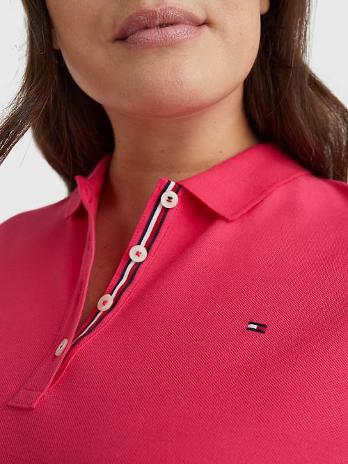 Tommy Hilfiger Curve Essential Placket Detail Ženske Polo Majica Roza | TH384QFG