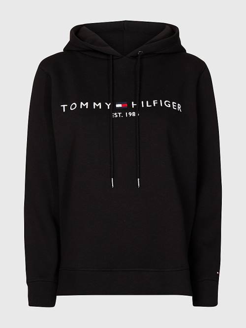 Tommy Hilfiger Curve Logo Drawstring Ženske Pulover s kapuco Črna | TH501SON