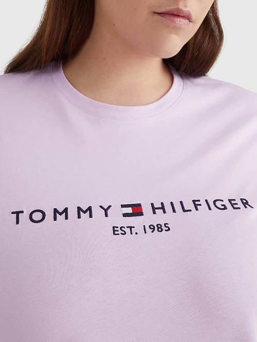 Tommy Hilfiger Curve Organic Cotton Logo Ženske Majice Vijolična | TH031KRT