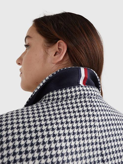 Tommy Hilfiger Curve Recycled Wool Blend Houndstooth Ženske Plašč Modra | TH156BDI