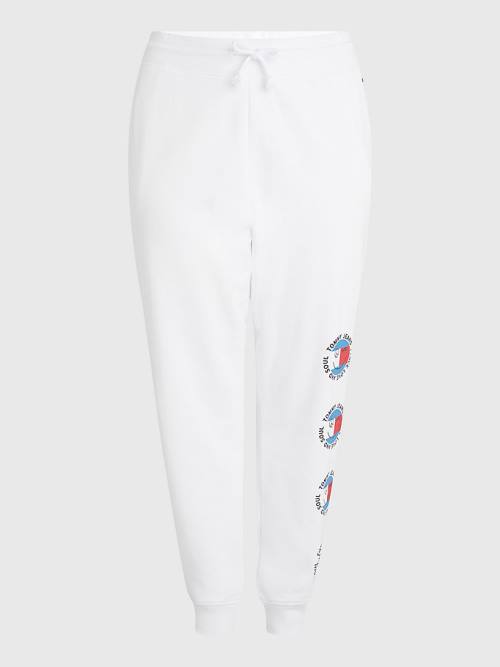 Tommy Hilfiger Curve Smiley Peace Logo Joggers Ženske Hlače Bela | TH172YIJ