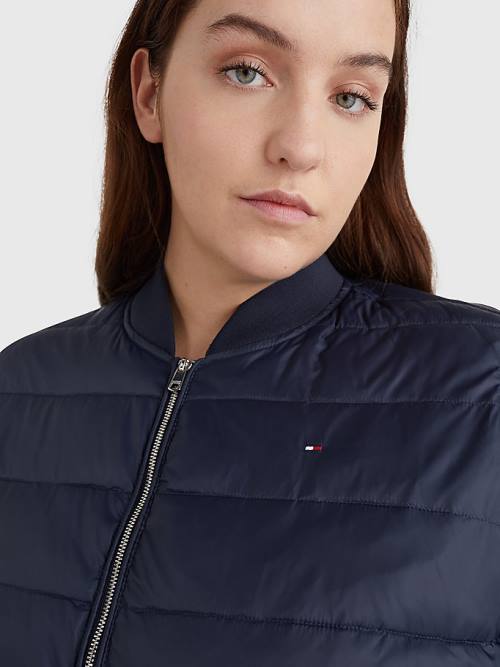 Tommy Hilfiger Curve TH Protect Filled Long Bomber Coat Ženske Jakne Modra | TH641IPL