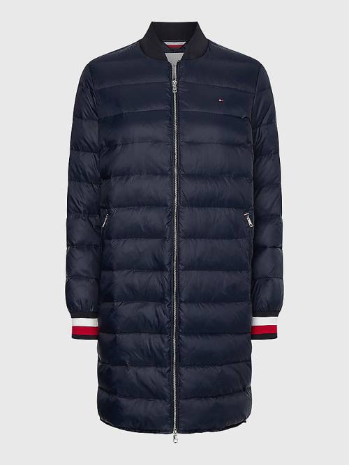 Tommy Hilfiger Curve TH Protect Filled Long Bomber Coat Ženske Jakne Modra | TH641IPL