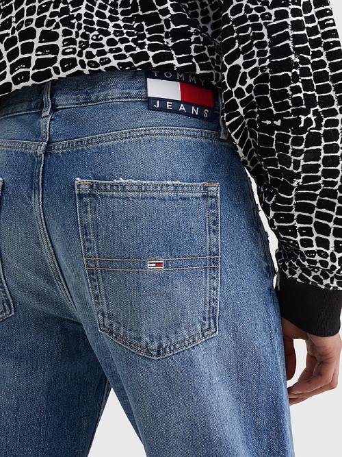 Tommy Hilfiger Dad Regular Tapered Faded Distressed Moški Kavbojke Denim | TH943OTW