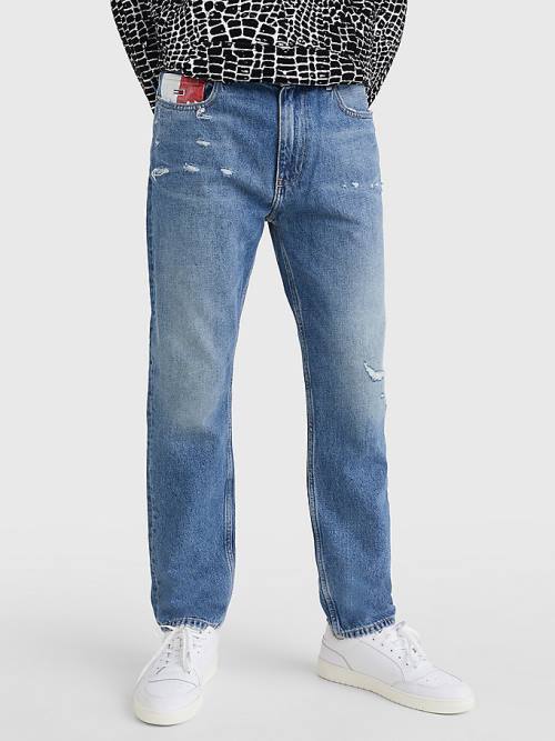 Tommy Hilfiger Dad Regular Tapered Faded Distressed Moški Kavbojke Denim | TH943OTW