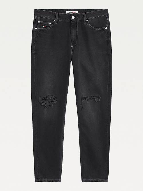 Tommy Hilfiger Dad Tapered Distressed Black Moški Kavbojke Denim | TH915BUL