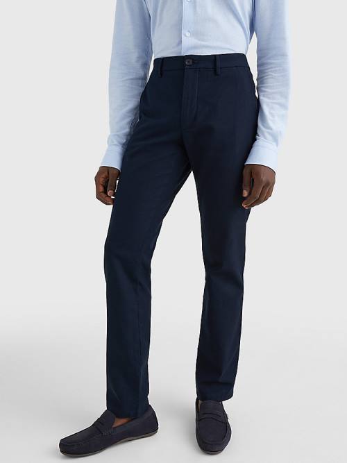 Tommy Hilfiger Denton Basket Weave Straight Fit Chinos Moški Hlače Modra | TH049NLU