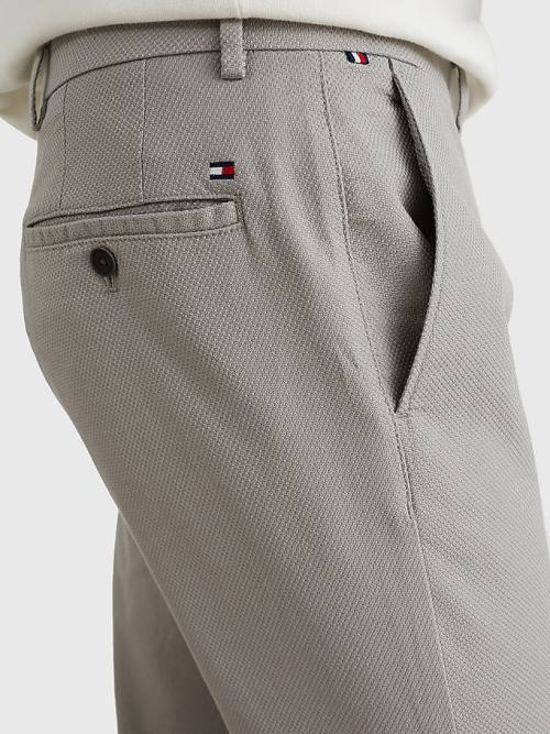 Tommy Hilfiger Denton Basket Weave Straight Fit Chinos Moški Hlače Siva | TH371VCQ