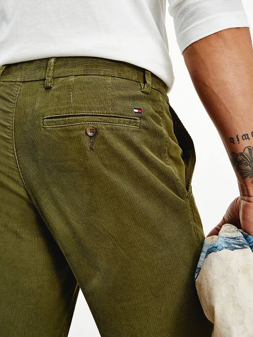 Tommy Hilfiger Denton Straight Corduroy Chinos Moški Hlače Rjav | TH049PKJ