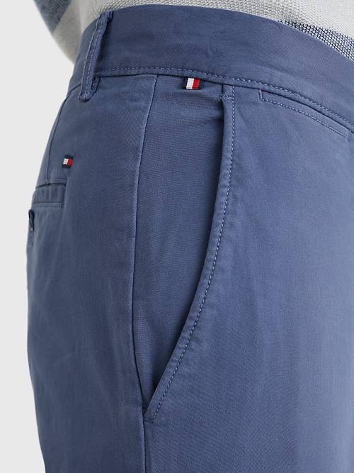 Tommy Hilfiger Denton Straight Fit Satin Chinos Moški Hlače Modra | TH036IAE