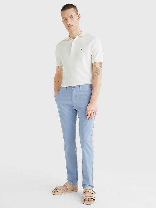 Tommy Hilfiger Denton Straight Fit Satin Chinos Moški Hlače Modra | TH158DOL