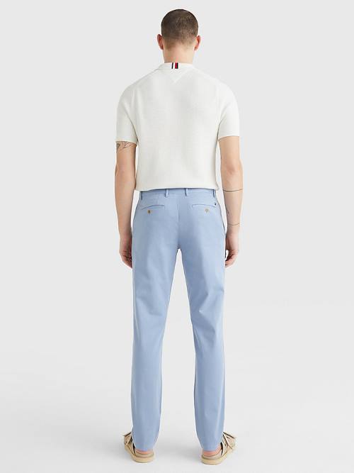 Tommy Hilfiger Denton Straight Fit Satin Chinos Moški Hlače Modra | TH158DOL