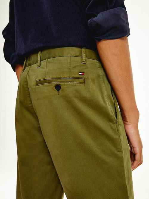 Tommy Hilfiger Denton Straight Fit Satin Chinos Moški Hlače Rjav | TH310SHZ