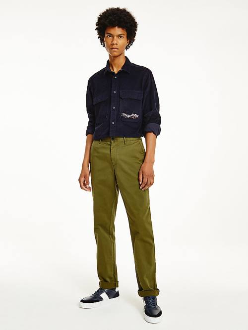 Tommy Hilfiger Denton Straight Fit Satin Chinos Moški Hlače Rjav | TH310SHZ