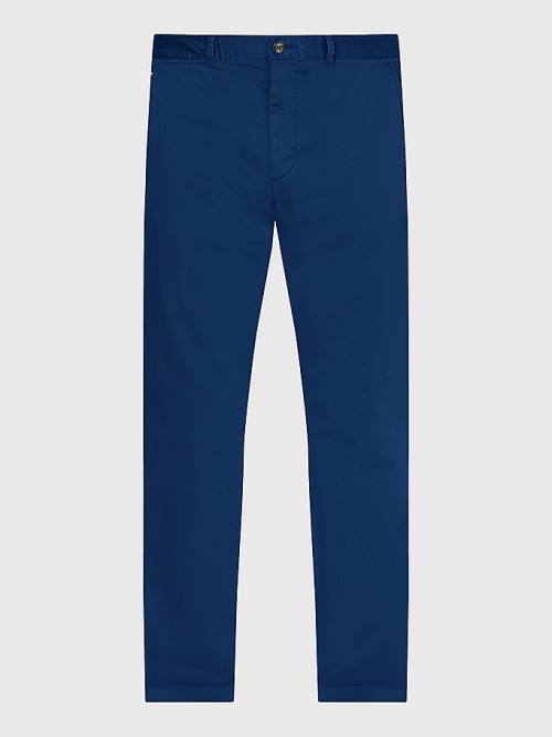 Tommy Hilfiger Denton Straight Fit Satin Chinos Moški Hlače Modra | TH647THK