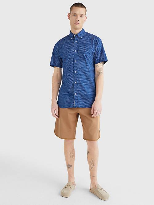 Tommy Hilfiger Dot Regular Fit Short Sleeve Moški Srajce Modra | TH401FXO