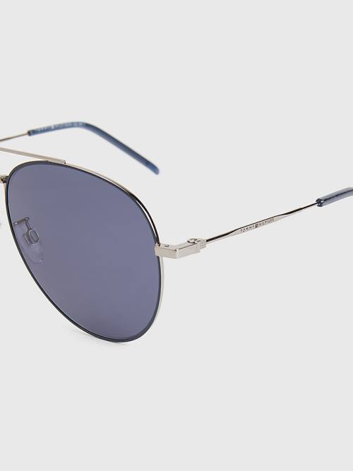 Tommy Hilfiger Double Bridge Aviator Moški Sončna Očala Modra | TH297FQC