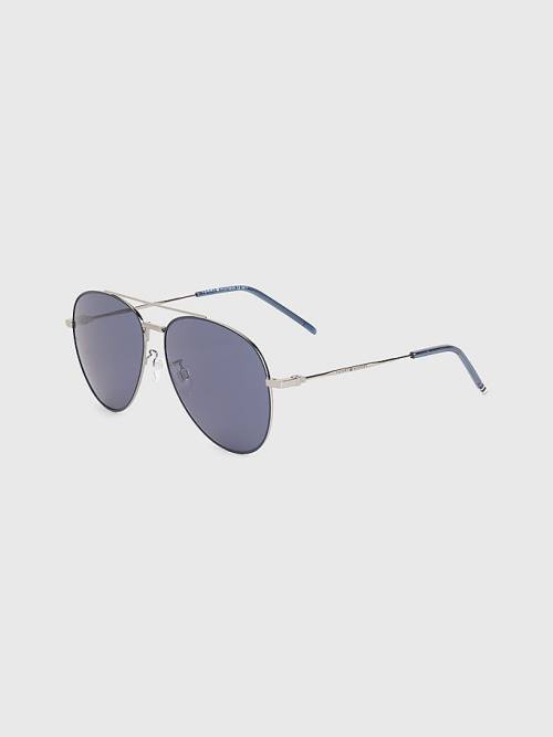 Tommy Hilfiger Double Bridge Aviator Moški Sončna Očala Modra | TH297FQC