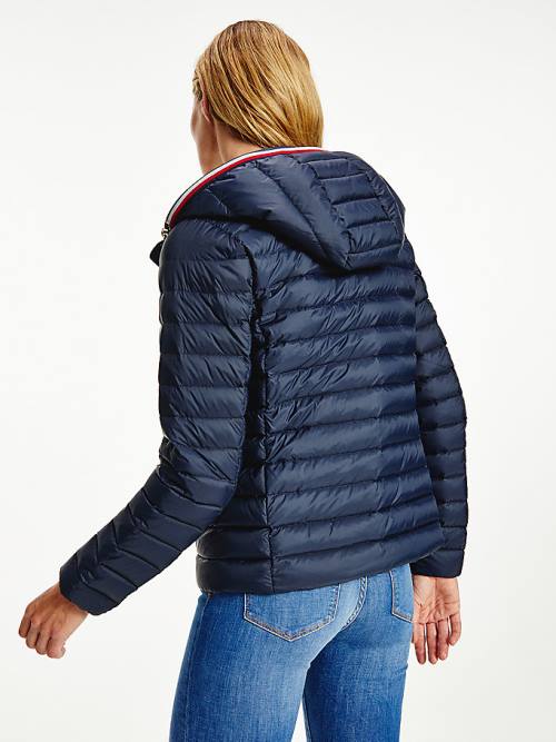 Tommy Hilfiger Down-Filled Hooded Zip-Thru Ženske Jakne Modra | TH726SNV